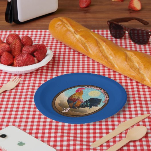 Key West - Gypsy Rooster Goedemorgen  Ovaal Papieren Bordje (Picknick)