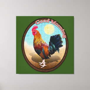 Key West - Gypsy Rooster Goedemorgen Vintage Ovaal Canvas Afdruk