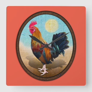 Key West - Gypsy Rooster Ovaal Vierkante Klok