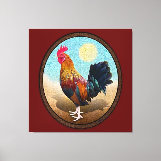 Key West - Gypsy Rooster Vintage Ovaal Canvas Afdruk (Voorkant)