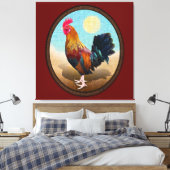 Key West - Gypsy Rooster Vintage Ovaal Canvas Afdruk (Insitu (Slaapkamer))