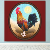 Key West - Gypsy Rooster Vintage Ovaal Canvas Afdruk (Insitu (Houten vloer))