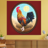 Key West - Gypsy Rooster Vintage Ovaal Canvas Afdruk (Insitu (Woonkamer))