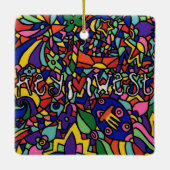 Key West Hand Painted Art-kerstversiering Keramisch Ornament (Achterkant)