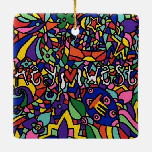 Key West Hand Painted Art-kerstversiering Keramisch Ornament (Achterkant)