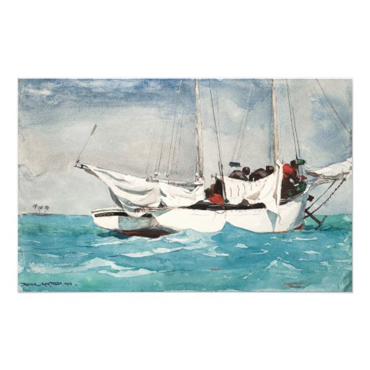 Key West, Hauling Anchor (1903) van Winslow Homer Foto Afdruk (Voorkant)