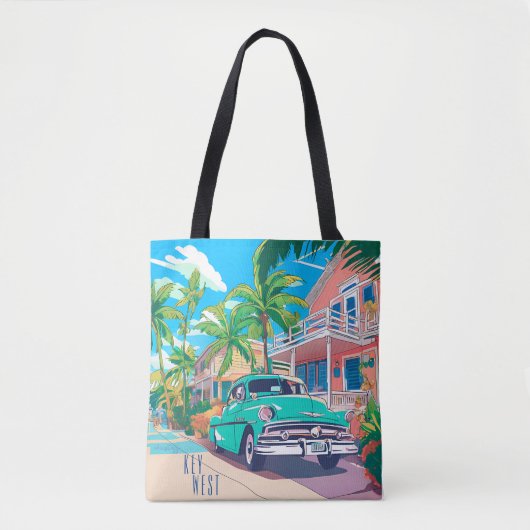Key West in de jaren 50 Waterverf Tote Bag (Voorkant)