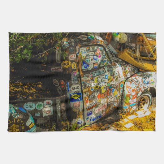 Key West is Art, Old Pickup Truck Theedoek (Horizontaal)