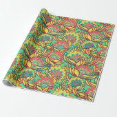 Key West Island Tropical Floral Pattern Cadeaupapier (Uitgerold)