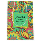 Key West Island Tropical Floral Pattern Medium Cadeauzakje (Voorkant)