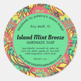 Key West Island Tropical Floral Pattern Product Ronde Sticker