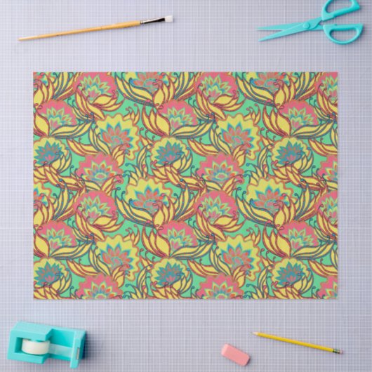 Key West Island Tropical Floral Pattern Tissuepapier (Craft)