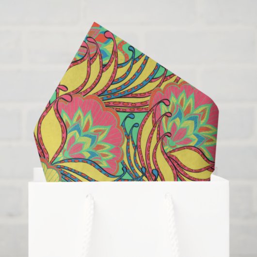 Key West Island Tropical Floral Pattern Tissuepapier (Cadeauzakje)