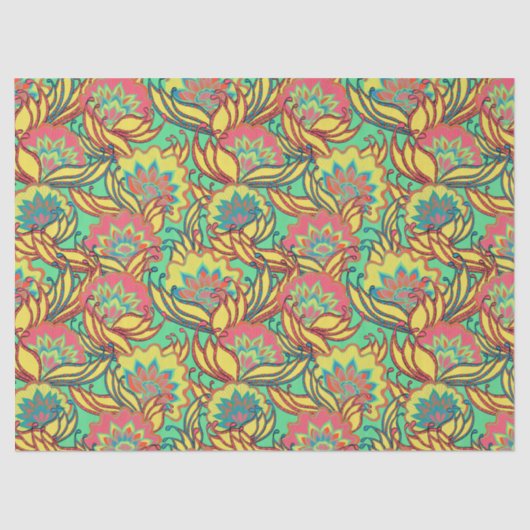 Key West Island Tropical Floral Pattern Tissuepapier (Voorkant)