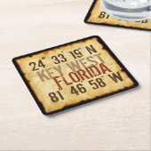 Key West Latitude-Onderzetter Kartonnen Onderzetters (Schuin)