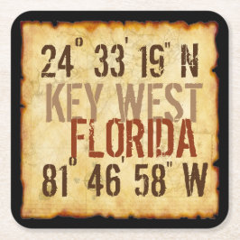 Key West Latitude-Onderzetter Kartonnen Onderzetters