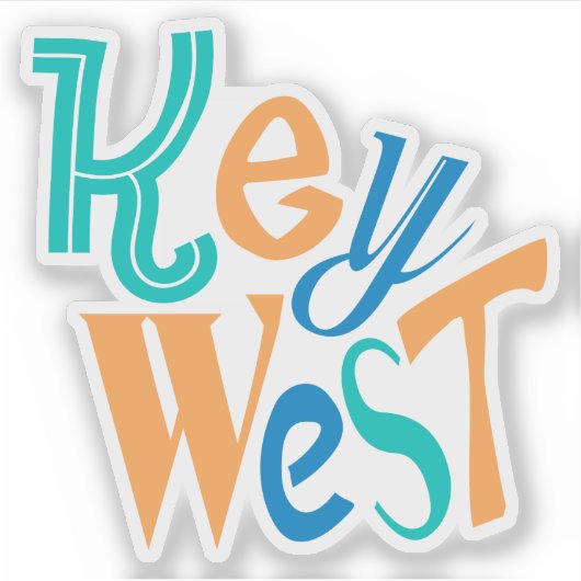 Key West leuk kleurrijk typografisch ontwerp Sticker (Voorkant)