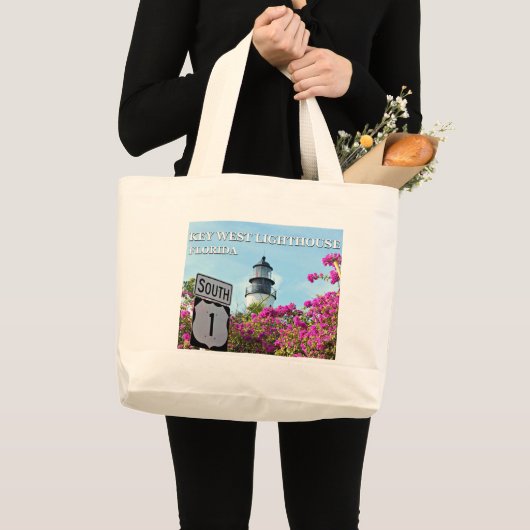 Key West Lighthouse, Florida Grote Tote Bag (Voorkant (product))