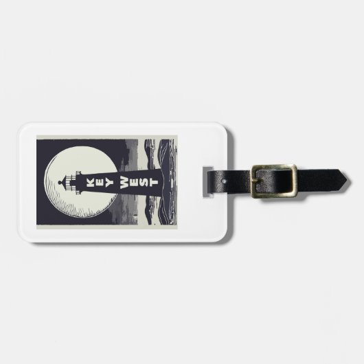 Key West Lighthouse Moon Bagagelabel (Voorkant horizontaal)