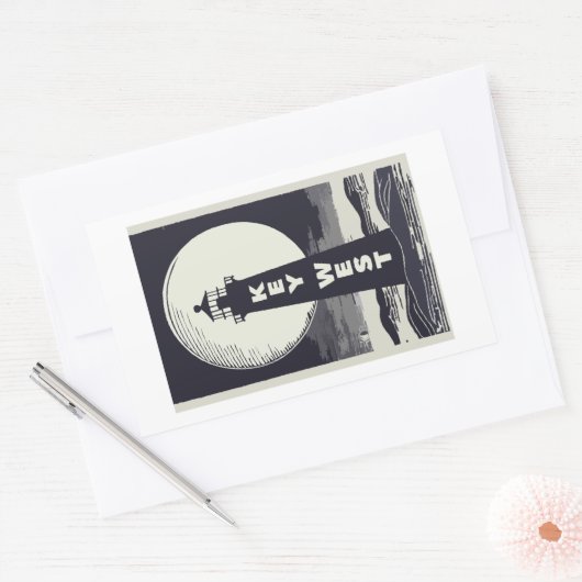 Key West Lighthouse Moon Rechthoekige Sticker (Envelop)
