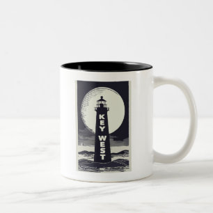 Key West Lighthouse Moon Tweekleurige Koffiemok