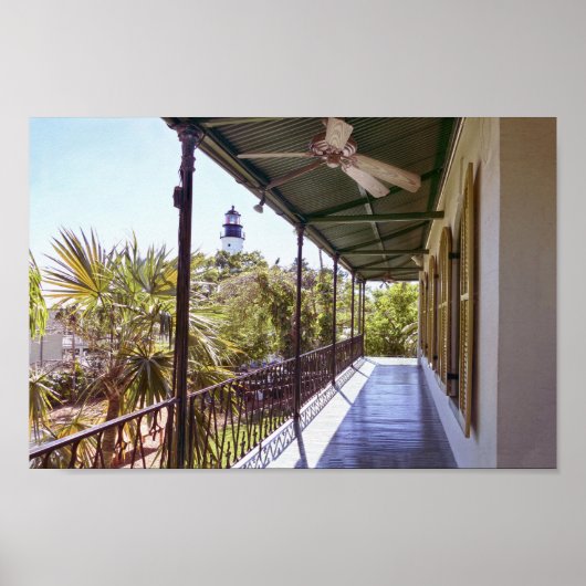 Key West Lighthouse Uitzicht uit Hemingway House Poster (Voorkant)