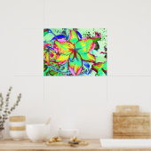 Key West Lily, groene roze tropische bloemen Poster (Keuken)