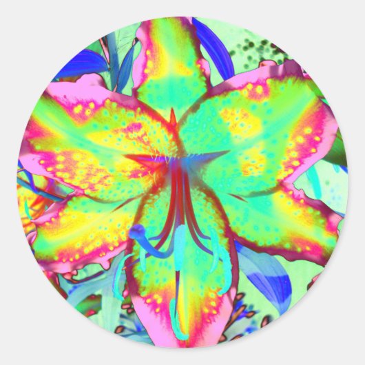 Key West Lily Ronde Sticker (Voorkant)