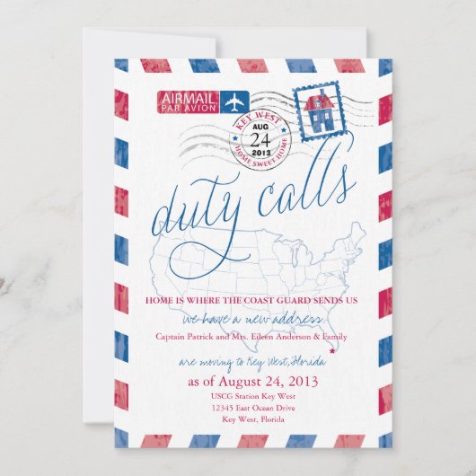 Key West Luchtpost Militaire Verhuis Aankondiging (Voorkant)