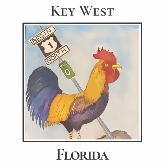 Key West, mijlpaal 0, Haan, Florida Sticker (Voorkant)