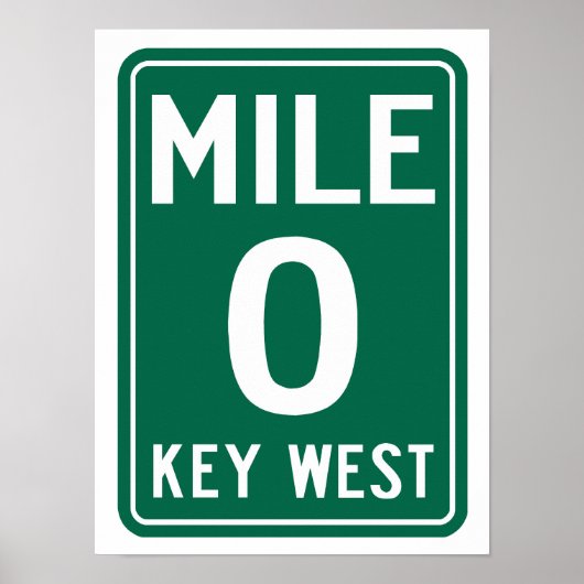 Key West Mile 0, Florida USA Poster (Voorkant)