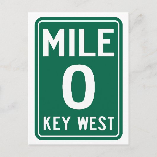 Key West Mile 0, Florida VS Briefkaart (Voorkant)