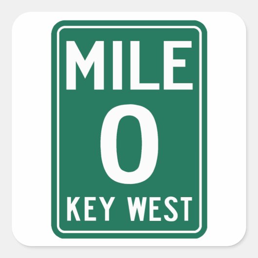 Key West Mile 0, Florida VS Vierkante Sticker (Voorkant)