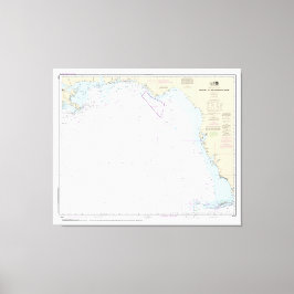 Key West naar de Mississippi River nautische kaart Canvas Afdruk