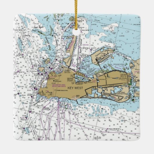 Key West Nautical Chart Keramisch Ornament (Achterkant)