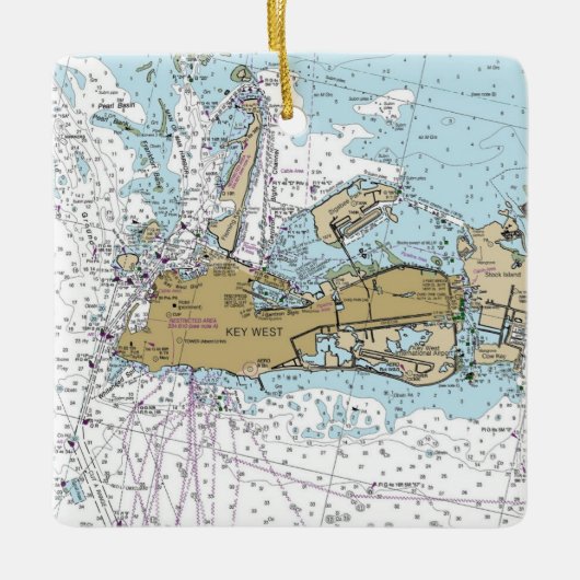 Key West Nautical Chart Keramisch Ornament (Voorkant)