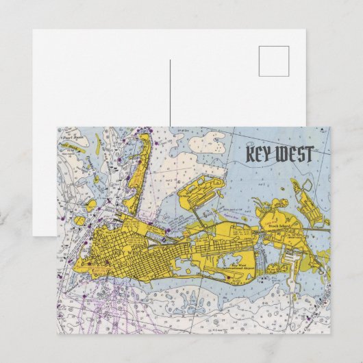 Key West Nautical Chart Map Briefkaart (Voorkant / Achterkant)