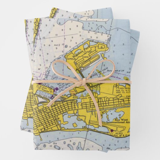 Key West Nautical Chart Map Inpakpapier Vel (In situ)