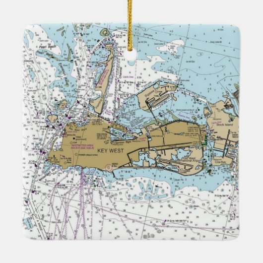 Key West Nautical Sailing Chart Keramisch Ornament (Achterkant)