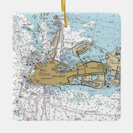 Key West Nautical Sailing Chart Keramisch Ornament (Voorkant)