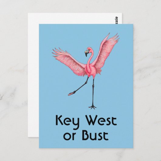 Key West of Bust Grappig Florida Roze Flamingo Briefkaart (Voorkant / Achterkant)