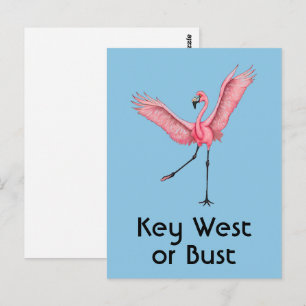 Key West of Bust Grappig Florida Roze Flamingo Briefkaart