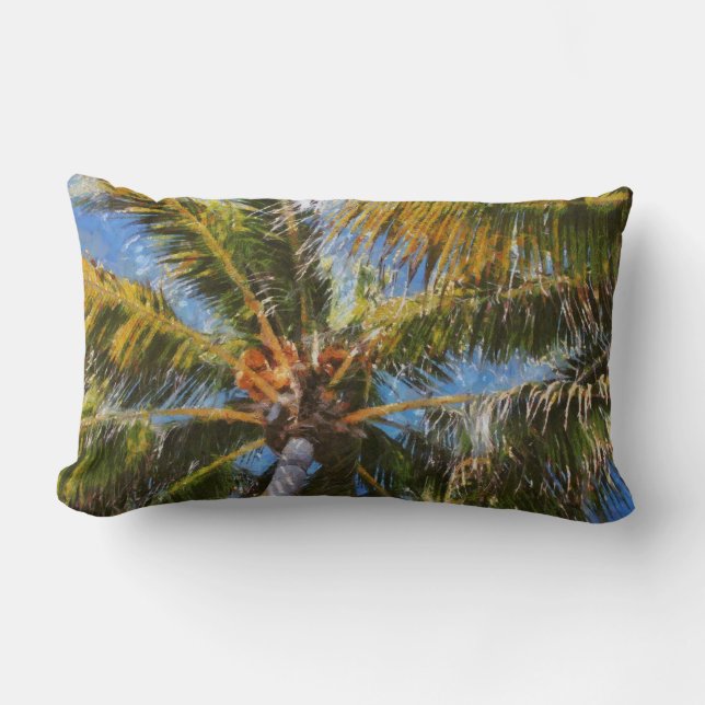 Key West Palm Trees Lumbar Sierkussen Kussen (Voorkant)