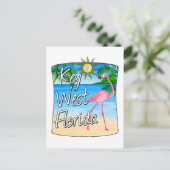 Key West Pink Flamingo Florida Keys Briefkaart (Staand voorkant)