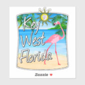 Key West Pink Flamingo Florida Keys Sticker (Vel)