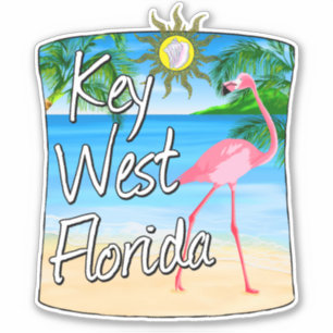 Key West Pink Flamingo Florida Keys Sticker