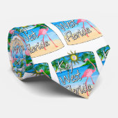 Key West Pink Flamingo Florida Keys Stropdas (Opgerold)