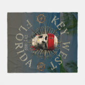 Key West Pirate Skull Fleece Deken (Voorkant (Horizontaal))