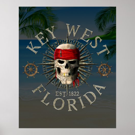 Key West Pirate Skull Poster (Voorkant)