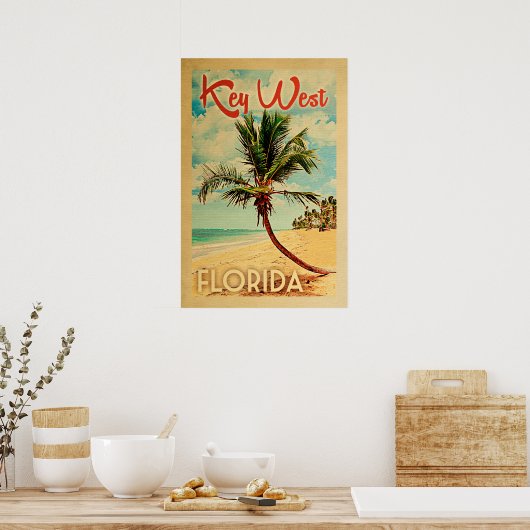 Key West Poster Florida Palm Tree Beach (Keuken)